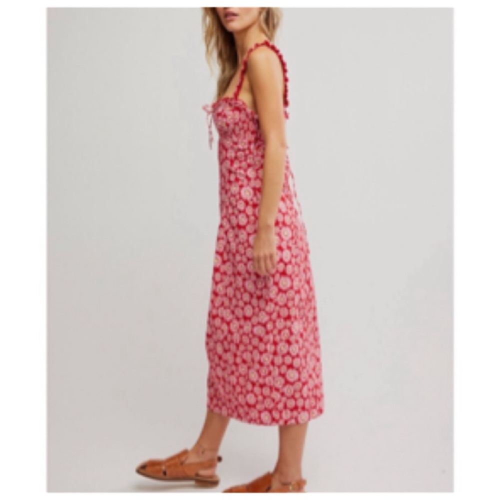 Free People LUCINDA FLORAL PRINT MIDI DRESS SIZE MEDIUM - Picture 4 of 11